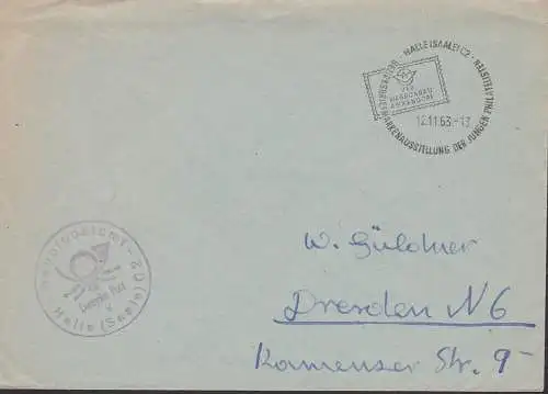 Halle Saale Postsache, SoSt. VEB Waggonbau Ammendorf  - Briefmarkenausstellung der Jungen Philatelisten 12.11.63