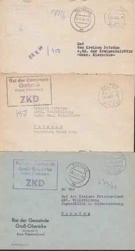 Geltow und Gross-Glienicke über Potsdam drei ZKD-Briefe vom Rat der Gemeinde mit R4 ZKD-St