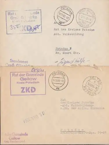Geltow und Gross Glienicke über Potsdam zwei ZKD-Briefe vom Rat der Gemeinde mit R4 ZKD-St.