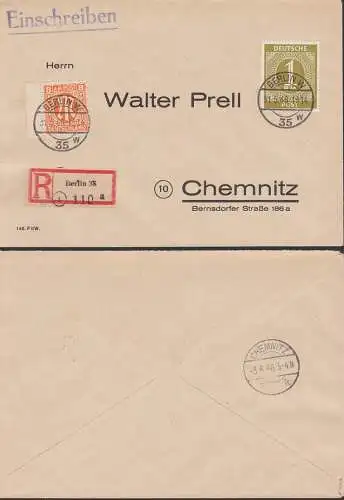 Berlin W35 R-Bf 2. Gewichtssstufe MiF AMP und Ziffern  portogenau, gepr. Schlegel BPP, nach Chemnitz