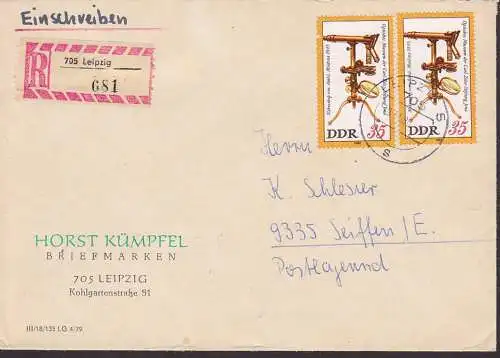 Mikroskop optische Geräte 35 Pfg. (2) Carl-Zeiss-Stiftung, R-Brief aus Leipzig DDR 2536