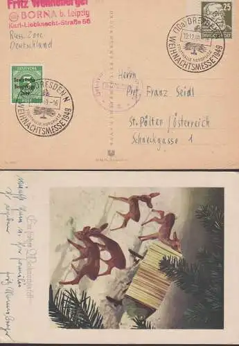 Dresden SoSt. Stadthalle Nord Weihnachtsmesse Auslandskarte mit 25 Pfg. Rudolf Vierchow, Österreichische Zensur