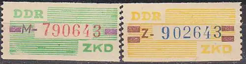 DDR ZKD-Billetstreifen Originale 24 M, 25 Z (790643, 902643), postfrisch