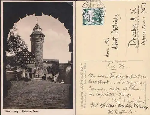 Nürnberg Fotokarte vom Hotel-Kaffe Königshof, gest. SoSt.  der N.S.D.A.P.  8.9.36 Reichsparteitag