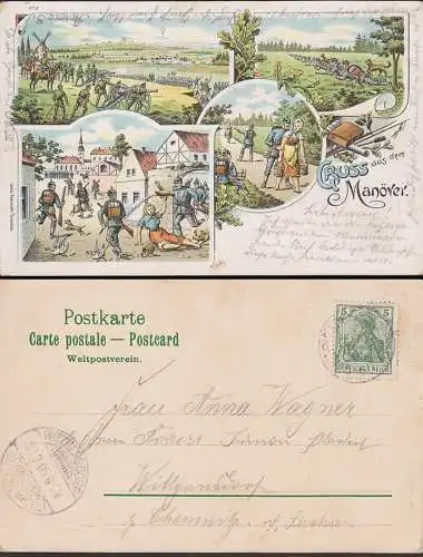 Litho Gruss aus dem Manöver 1905, von Verlag: Louis Klemich Dresden