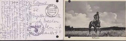 Fotokarte Kosmos Waldreiter Feldpost 19.3.40 Briefstempel, Aktenlochung