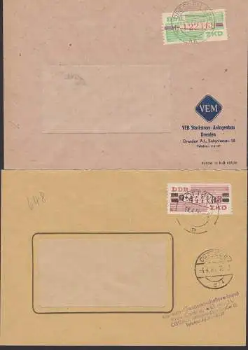 Dresdem, Cottbus ZKD-Brief mit 24M bzw. 29Q, Starkstromanlagen, Konsumgenossenschaft