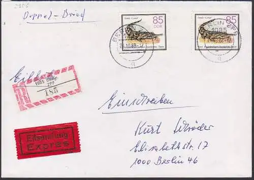 Sunda-Gavial vom aussterben bedrohte Tiere 85 Pf.(2) auf Eil-R-Brief DDR 2956