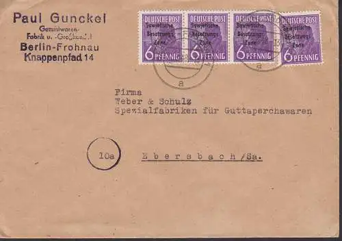 Berlin-Frohnau Fern-Brief 6.8.48 nach Ebersbach, Berlin (West) Vorläufer mit 6 Pfg. SBZ-Aufdruckmarken