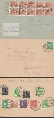 Zittau Löbau Währungsreform 1948, zwei Zehnfach-Frankaturen, dabei R-Brief 25.6.48, 24 Pfg.(10) 30.6.48