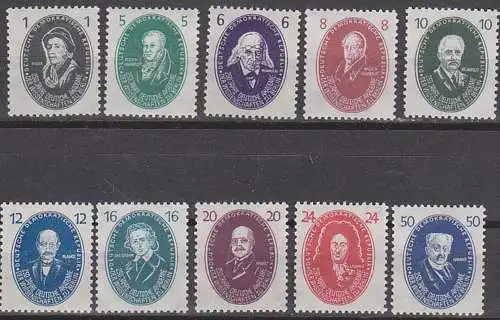 Akademie der Wissenschaften Berlin Kat. 261/70 postfrisch, Euler, Humboldt, Leibnitz u.a.