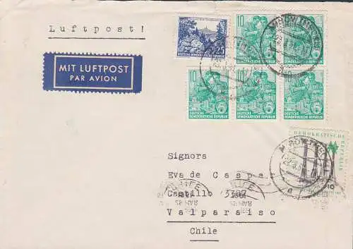 Mirow (Mecklenburg) Auslands-Lp-Brief nach Valparaiso Chile 23.3.61
