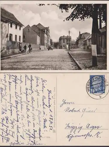 Werdau Lebnitz Wettiner Platz, Photo-AK gelaufen 19.10.51