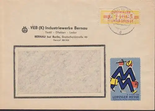 Bernau bei Berlin,  ZKD 17 K VEB  (K) Industriewerke 5.3.58, Vignette Leipziger Messe 1958