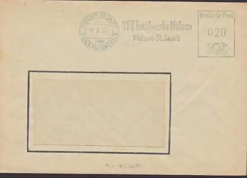 Mülsen St. Jacop üb. Zwickau (Sachs) AFS VEB Textilwerke 12.3.57