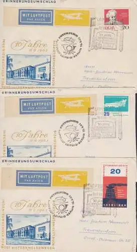 Leipzig SoSt. 10 Jahre Ing.-Schule Post- und Fernmeldewesen Rosa Luxemburg, Vignette "Mit Luftpost Sonderflug ..."