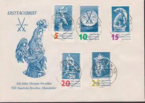 Porzellan porcelain Meissen Manufaktur kpl. Ausgabe DDR 774/8 Leipzig 28.7.60