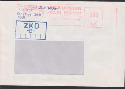 Karl-Marx-Stadt DDR AFS 13.4.89 R2 ZKD -B- Zentraler Kurierdienst VEB Numerik "Karl Marx"