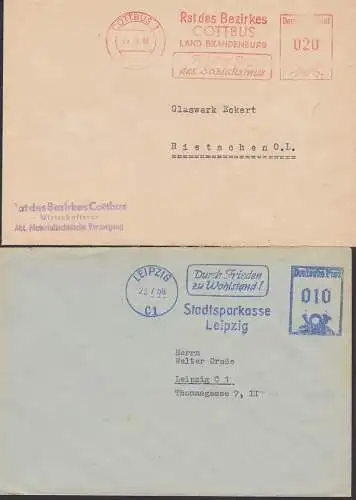 Leipzig Propaganda AFS "Durch Frieden zum Wohlstand!" in rot und blau, Leipzig, Cottbus "Für den Sieg des Sozialismus"