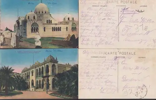 Alger Algier, 2 cards written, palais de gouverneur, Sommer Palast, Medersa