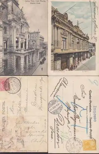 buenos-Airos la Opera,  Jockey Club, Calle Frorida 2 cards written , Santa Fe