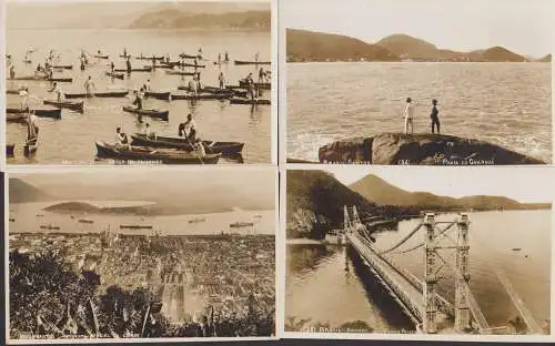 Brasil Santos 4 Photokarten, unused, ponte pensil, pesca vallongo Brasilien
