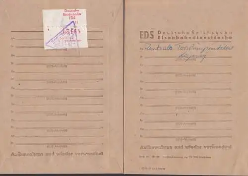 EDS Dienstsache Deutsche Reichsbahn Umschlag mit Verschluss-Streifen und 3eckige St. Rbd Halle
