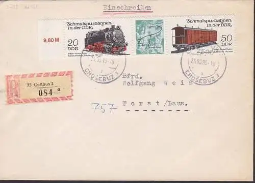 Schmalspurbahnen  Zittau - Oybin bzw. Jonsdorf, R-Brief aus Cottbus. portogenau, Zd 563, railway Eisenbahn