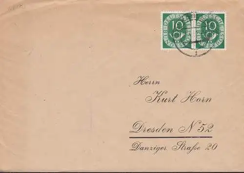 Coblenz Fernbrief mit 10 Pfg. Posthorn/Ziffer im Paar BRD 128 Bg