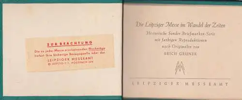 Gedenkblätter Leipzig historische Sonderbriefmarken-Serie n. Originalen von Erich Gruner, Messeamt, 841/12, 965/68,198/9