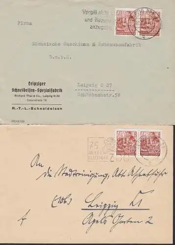 Leipzig zwei Ortsbriefe mit 8 Pfg. 5jahrplan portogenau, MWSt.  75 Jahre Leipziger ZOO, Löwe, DDR 365