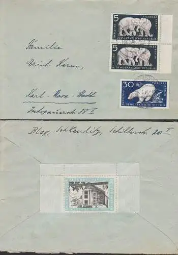Vignette Spendenmarke Für deutsch-sowjetische Freundschaft Reisemarke -,50, Doppelbrief, Elefant Eisbär Tierpark Berlin