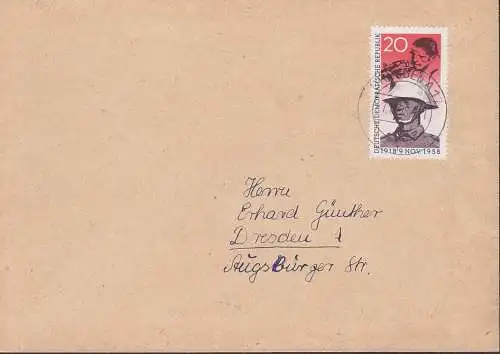 Dresden A17 Brief mit 20 Pf. Novembermarke vom Ersttag, DDR 662