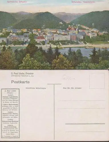 Schandau Ak mit Werbung Maisextrakt, Bonbons J. Paul Liebe Dresden, saubere Erhaltung um 1905