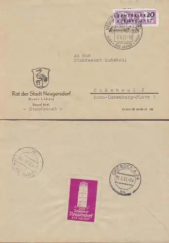 Vignette 300 Jahrfeier Neugersdorf 1957 auf ZKD-Brief Abs. Rat der Stadt, SoSt. 7.6.57