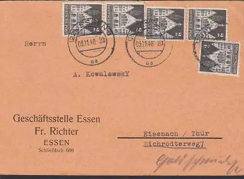 Römer Frankfurt a.M.  2 Pf auf Fernkarte Essen 3.11.48 nach Eisenach