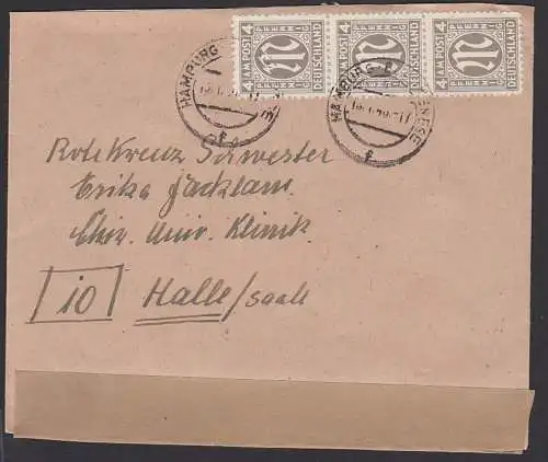 Hamburg-Blankenese, Fern-Brief 15.1.46 mit 4 Pfg. AMP 18(3), portogenau nach Halle (Saale)