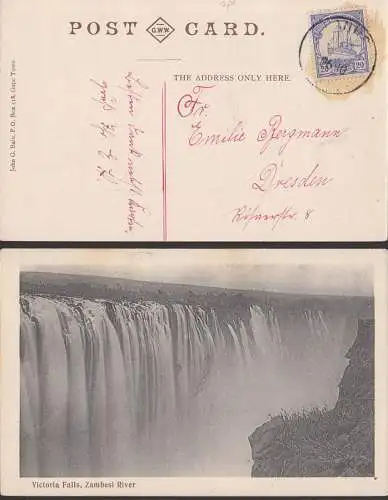 Victoria Falls Zambesi River Ak , 20 Pfg. Kaiseryacht