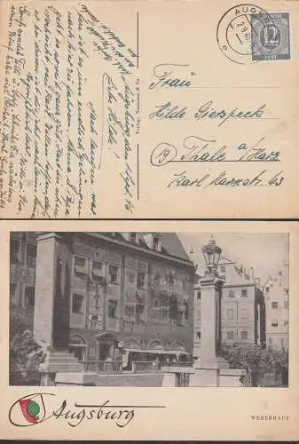 Augsburg 2.9.46 Karte mit Weberhaus