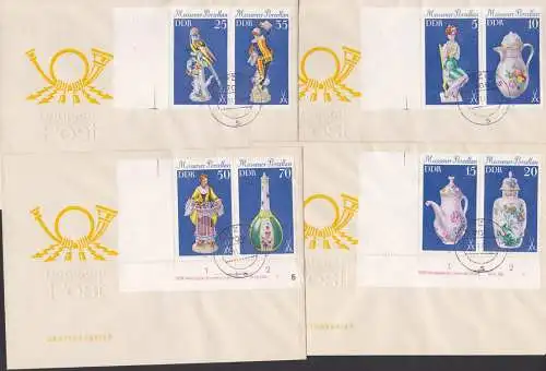 Meissner Porzellan Zd mit gezähnten Leerfeld und Druckvermerk OSt. Leipzig 6.11.79 435 DV, 427 DV L, 423 L unf Brief