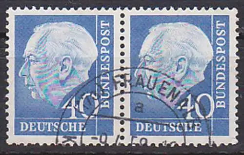 Heuß 40 Pf. waagerechtes Paar gest.  Frauenalb Bund 260