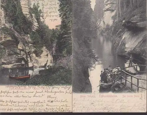 Böhmische Schweiz Edmundsklamm 2 Karten mit Kahnfahrten 1904