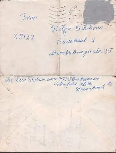 Oberhausen Postkrieg graue Übermalung auf Brief mit Nr. 479 Vertreibung, Bf unsauber