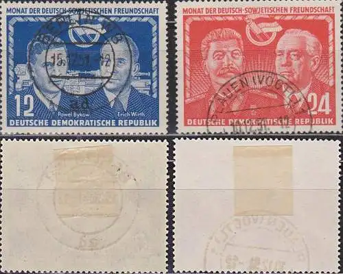 Germany EAST DSF Deutsch-sowjetische Freundschaft,  DDR 296/97 used, Stalin Pieck Pawl Bykow