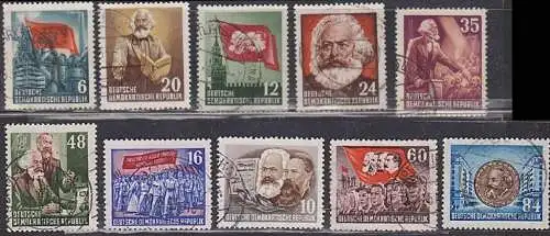 Karl Marx, Berlin Stalinallee Marx Engels Lenin Das Kapital DDR 344/53 bedarfsgestempelt 45,-