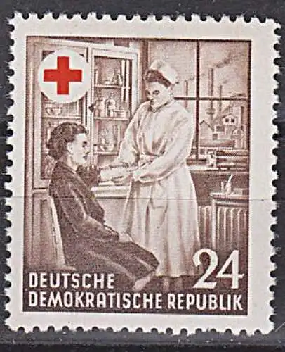Croix-Rouge Rotes Kreuz 24 Pfg. Germany East Krankenschwester, Gemeindeschwester  DDR 385 **, unused