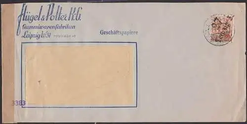 Leipzig 31 Bief mit Handstempel 24 Pf  18.7.48 Gummiwarenfabriken geöffnet mit Kontroll-/Zensurstempel 3383