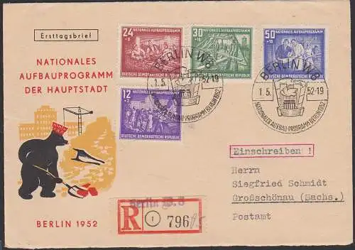 Berlin Nationales Aufbauprogramm DDR 303/06 R-Brief Aushilfs-R-Zettel, SoSt. Berlin 1.5.52