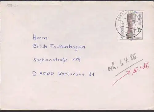 Wasserwirtschaft Wasserturm Berlin-Altglienike 35 Pf auf Auslands-Brief  portogenau 31.3.86