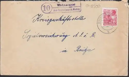 Weikersdorf über Bischfswerda PSSt. Doppelbrief mit DDR 418, 40 Pfg. 5-Jahrplan